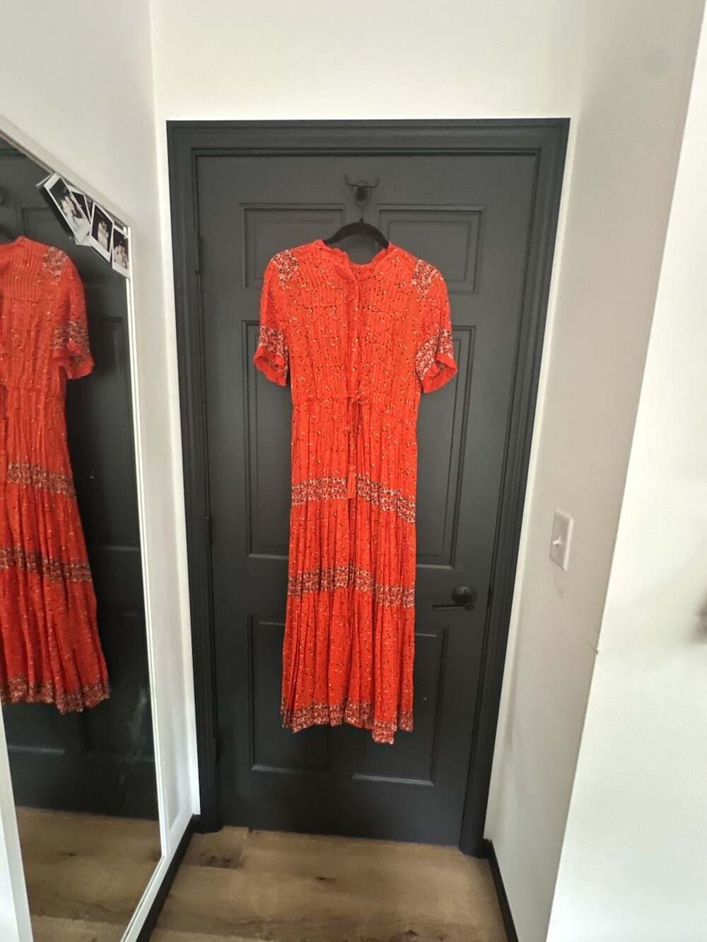 Free People Rare Feelings Floral Pleated Red Maxi Dress